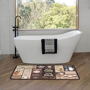 Coffee Kitchen Rugs and Mats Non-Slip, Washable, Stain and Fade Resistant