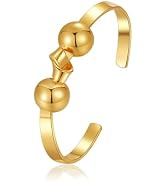 Elegant Gold Bracelet for Women, Chunky Non-Tarnish Bangle, Stackable Cuff Jewelry Gift, Hypoalle...