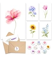 AUDREE Blank Cards with Envelopes, Watercolor Flower 50 Pack 3.5x5 inches | 10 Assortment Floral ...