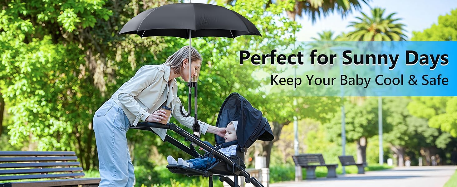 umbrella holder for stroller, Perfect for Sunny Days Keep Your Baby Cool & Safe