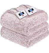 Sealy Electric Blanket Queen Size, Dual Control Soft Sherpa Heated Blanket with 10 Heating Levels...