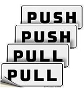 Push Pull Door Horizontal Stickers Sign – 2 pack 5”x2” in, Back Self-Adhesive White & Black Vinyl...