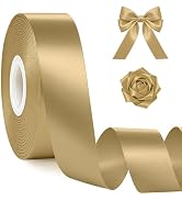 30Yards 1In Champagne Gold Satin Ribbon for Gift Wrapping Christmas Decor | Metallic Glossy, Wear...