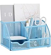 Annova Mesh Desk Organizer Office with 7 Compartments + Drawer/Desk Tidy Candy/Pen Holder/Multifu...