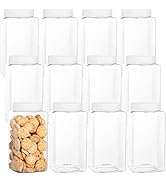 Fasmov 9 Pack 32 Oz Square Plastic Jars with White Lids, Wide Mouth Clear Square Empty Plastic Sl...