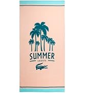Lacoste 100% Cotton Large Beach Towel, Ultra-Absorbent & Fast-Drying, Machine Washable, Palm Tree...