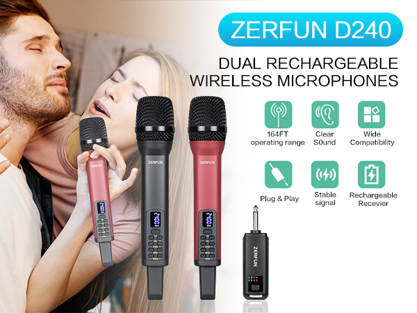 Rechargeable Wireless Microphones Dual