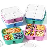6 Pcs Snack Box Container Set, Reusable 3&4 Compartment Meal Prep Snack Containers for Adults Kid...