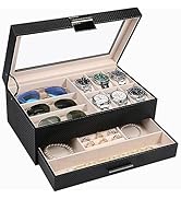 LANDICI Watch Box for Men Women 2 Layer PU Leather Watch Organizer Storage Case,Large Jewelry Box...