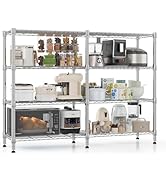 Homdox Heavy Duty Storage Shelves, 4 Tier Wire Shelving Unit, Adjustable Metal Shelves for Storag...