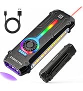 Flat EDC Flashlight, 1800 Lumens Rechargeable Pocket Light with UV & RGB, Stepless Dimming Magnet...