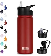 HASLE OUTFITTERS Insulated Water Bottle Kids 16 oz Double Wall Vacuum Stainless Steel Water Bottl...