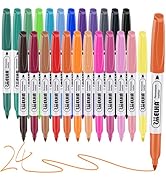 SMELHA Fine Tip Assorted Colors Permanent Markers, 24 Count Colorful Fine Point Markers Set, Wate...