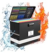 Oterri 1 Pack Fireproof Document Box With Lock, Portable File Safe Box Fireproof Waterproof For L...