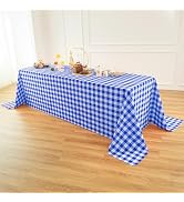 Essifunia Classic Gingham Buffalo Tablecloth Fabric - Oblong 90x132 Inch Water Proof Checkered Ta...