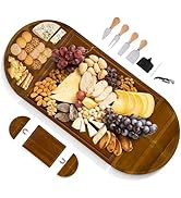NAGAWOOD Extra Large Charcuterie Boards, 30'' x 13'' Acacia Cheese Board 3 Part Magnetic Long & R...