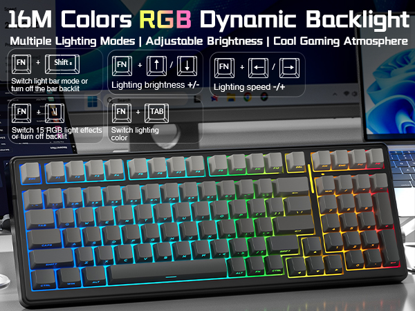 wireless mechanical keyboard RGB backlight hot swap quiet keyboard