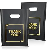 50 Pack Die Cut Plastic Shopping Bags with Thank You Logo 9x12 Merchandise Bags Extra Thick Gloss...
