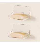 Ettori Soap Dish 2 Pack Soap Holder Plastic Adhesive Soap Holder for Shower Wall, Bathroom, Tub a...