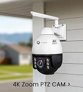 xmartO Vandal-Proof 4K PTZ Security Camera, 5X Zoom Outdoor WiFi Dome with Floodlights & Siren, 2...