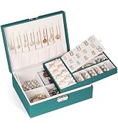Jewelry Box for Women Girls,2 Layers Jewelry Organizer Container with Lock,PU Leather Storage Cas...