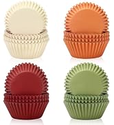 FYSUIMU 400 Pcs Fall Cupcake Liners Autumn Paper Baking Cups Orange Green Beige Red Muffin Liner ...