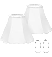 Scalloped Lamp Shades Set of 2, White Lamp Shade with Petal Edge Braid, 6.1"Top x 13"Bottom x 9.6...