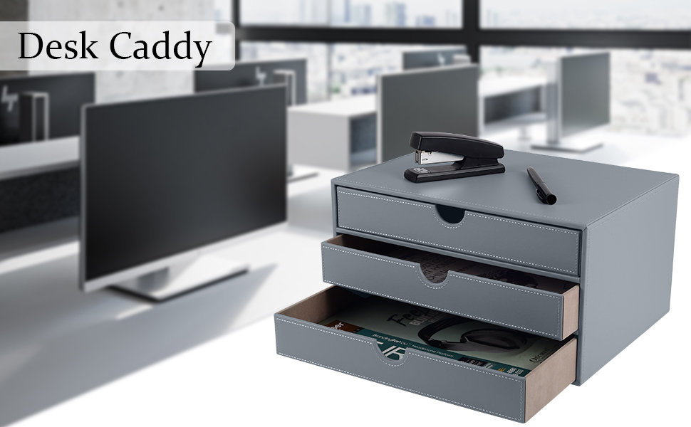 Office PU leayher desk caddy