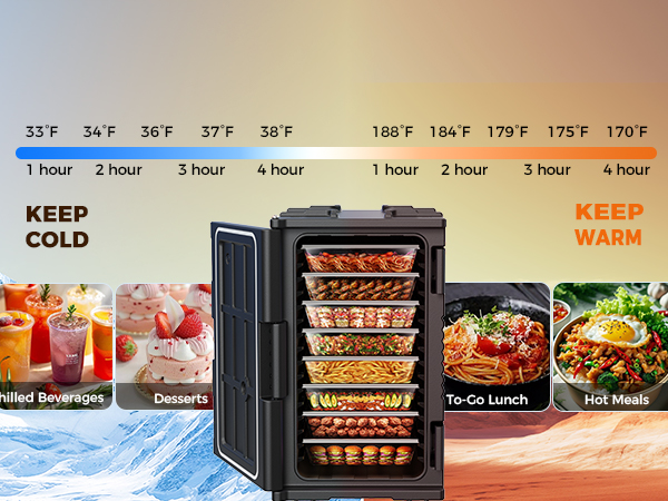 NT126-127Qt insulated food carrier with swivel casters
