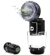 Solar Powered Camping Fan w/ Lantern, DIBMS Collapsible Solar Powered USB Rechargeable & Battery ...