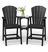 SUUNYN Tall Adirondack Chairs Set of 2, HDPE High Adirondack Chairs with Double Removable Trays, ...