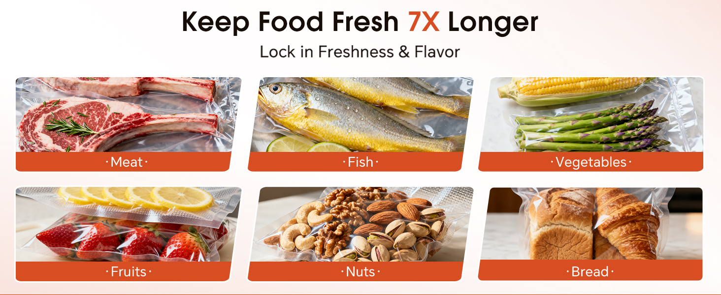 :Extend food life up to 7x longer with reusable food saver bags