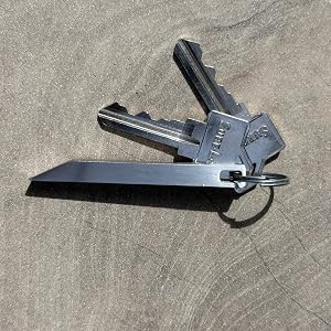 Keychain prybar on a key ring with 2 keys