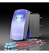 Rocker Switch Stereo,Laser Etched Toggle Switch ON/Off SPST 5Pin 12V 24V Switch Jumper Wires for ...