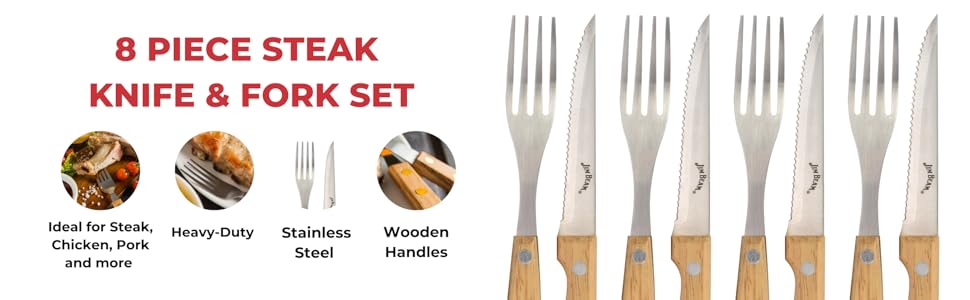 steak knives; steak forks; steak knife set; cutlery; jim beam cutlery; steak fork set;