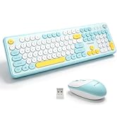 Tongyangat Wireless Keyboard and Mouse Combo, 2.4G Retro Typewriter Style Keyboard Mouse Set, Qui...