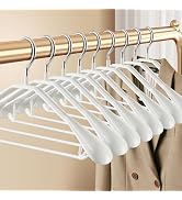 HWAJAN 10 Pack Wide Shoulder Suit Hangers No Shoulder Bump,Non Slip Heavy Duty Coat Sweater Jacke...