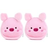 2Pcs Pink Small Plush Coin Purse, Cute Cartoon Chicken Pig Avocado Shape Coin Purse Zipper Coin B...