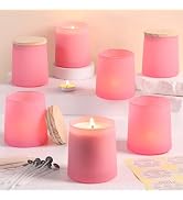 DARJEN 12 Pack Matte Pink Candle Jars for Making Candles- 9 OZ Empty Glass Candle Making Jars wit...