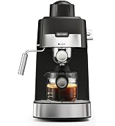 SECPOEDR 3.5Bar Espreeso Machine 4-Cup Compact Coffee Maker 800W Black | Beginner-friendly Espres...