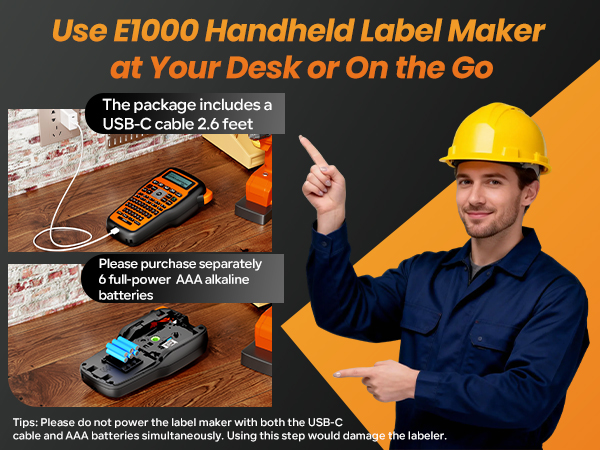 label maker printer with dual-power