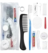 6 Sets Personal Hygiene Kit Bulk, Disposable Toothbrushes with ToothpasteFloss Comb Soap Cover an...