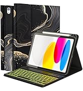 FUWANG for iPad A16 11th 10th Generation Case with Keyboard, Detachable 7 Colors Backlit Wireless...