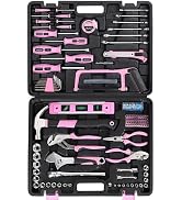 FASTPRO 198-Piece Pink Tool Set, Household Repairing Tool Set with Toolbox, Mechanics Hand Tool K...