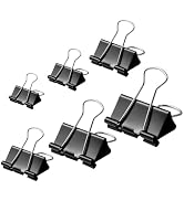 100 Pcs Binder Clips Assorted Sizes, Metal Clips for Office, Paper Clamps 6 Size, X Large, Large,...