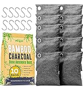 Bamboo Charcoal Bags Odor Absorber 10x100g w Hooks. Nature Fresh Bamboo Charcoal Air Purifying Ba...