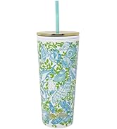 Lilly Pulitzer Insulated Tumbler with Lid and Straw, Cute Travel Tumbler for Women, 24 Oz Travel ...