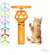 FORFAXE Cat Chase Fetch Toy, Rechargeable Disc Launcher with 6 Flying Spinners, Cat Toy Launcher ...