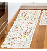 CQKEDMA Scalloped Kitchen Rugs Sets of 2, Kitchen Mat Non Slip Washable, Kitchen Mats Cushioned A...