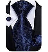 DiBanGu Paisley Mens Tie Set Silk Woven Jacquard Necktie and Pocket Square Cufflinks Gift Set For...